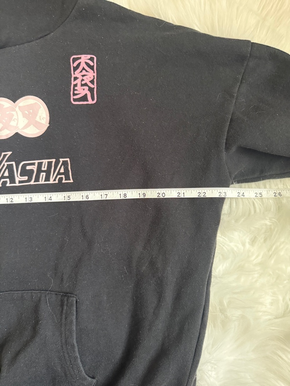 InuYasha Anime Hoodie Size Large Black Graphic Hoodie Cherry Blossom Design - Picture 4 of 8